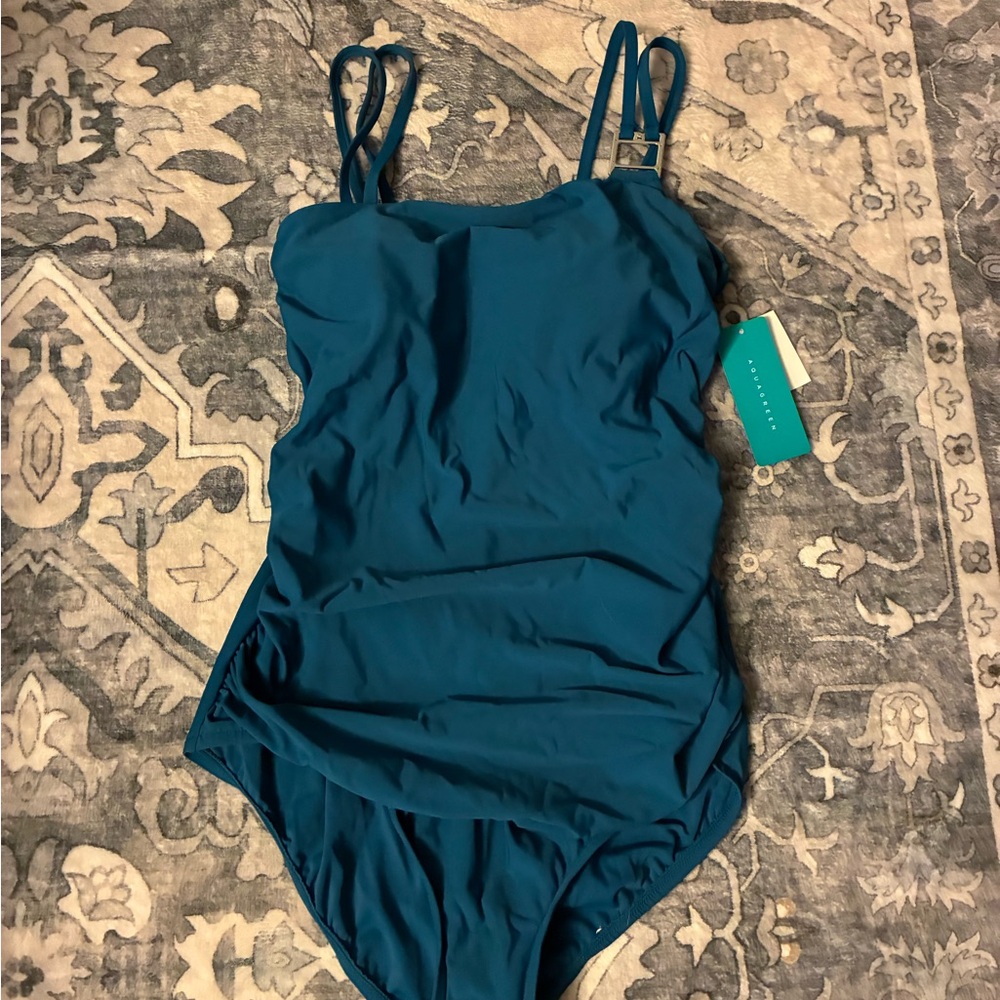 Aqua Green Deep Teal One Piece Swimsuit